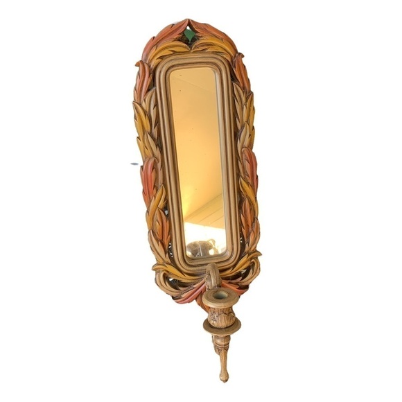 Burwood Other - Homco Brown Framed Ornate Wall Decor Mirrored Candle Holder Burwood #2416